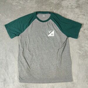 American Eagle‎ Shirt Mens Large Green/Gray Ragland Short Sleeve Casual